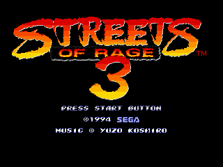 Streets of Rage 3 (Europe) Title Screen